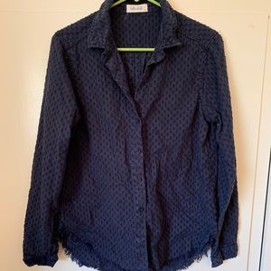 Bella Dahl navy eyelet western button up shirt